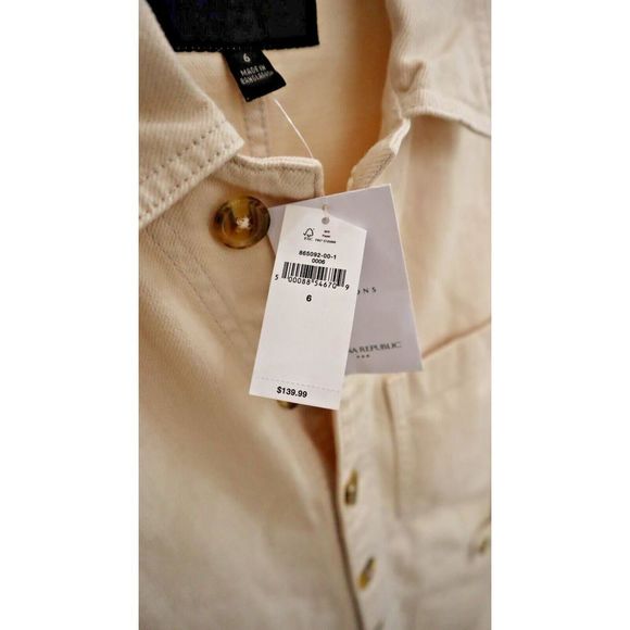 Banana Republic 865092001 Womens Sz 6 Light Ecru Cream/Beige Denim Jumpsuit $140 - Picture 4 of 16